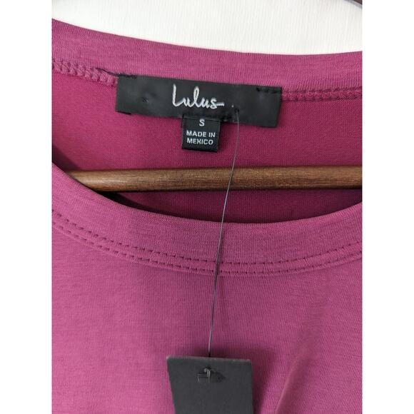 LULUS‎ Knot This Way Purple Knotted Long Sleeve Top Size Small Modal Cropped New - Picture 5 of 10